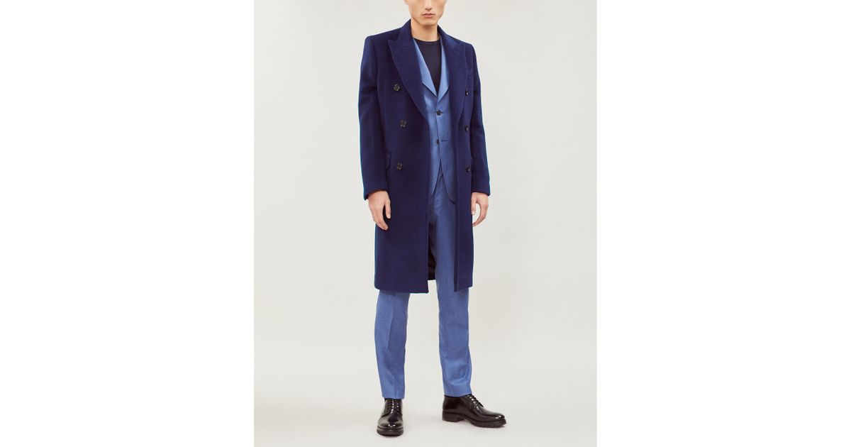 Tiger Of Sweden Coltron Double-breasted Wool And Cashmere-blend Coat in  Blue for Men - Lyst