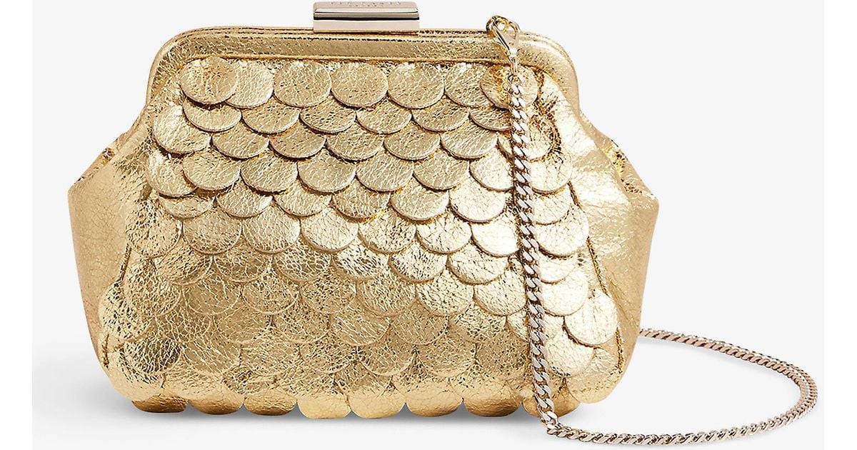 Ted Baker Aubary Scalloped Metallic Clutch Bag, Gold