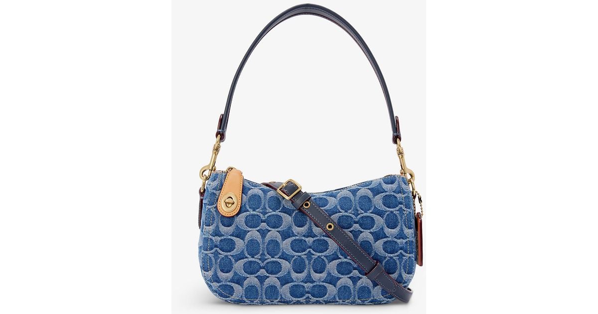 COACH Swinger Logoprint Denim Shoulder Bag in Blue Lyst