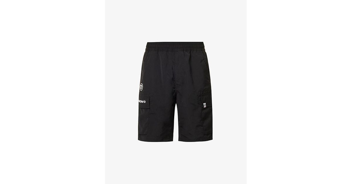 Aape Brand-patch Relaxed-fit Shell Cargo Shorts in Black for Men | Lyst ...