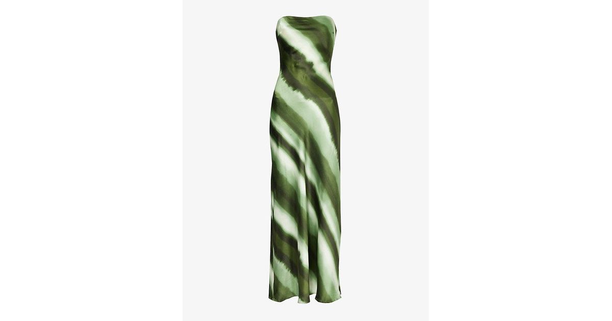 4th & Reckless Tessi Tie-dye-print Satin Maxi Dress in Green | Lyst