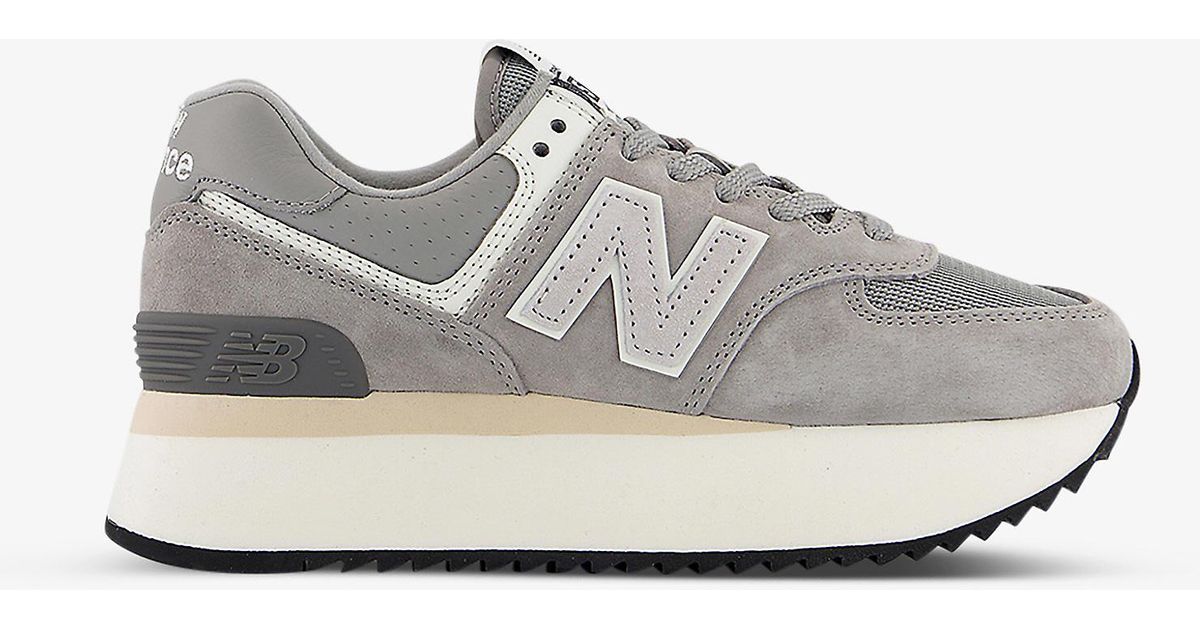 New Balance 574 Logo-embossed Woven Low-top Trainers in Grey | Lyst UK