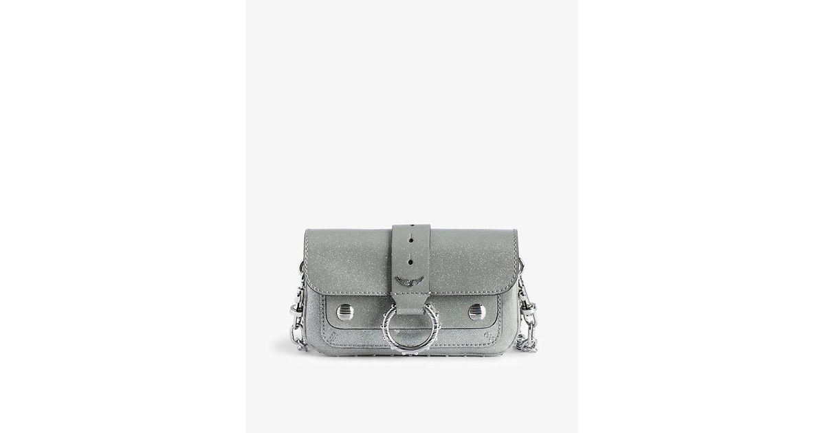 Zadig & Voltaire Kate Ringembellished Metallic Leather Shoulder Bag in Gray Lyst