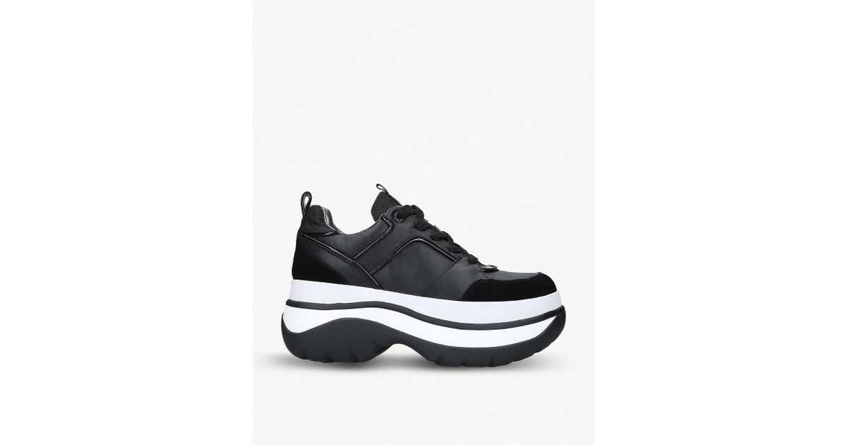 black leather flatform trainers