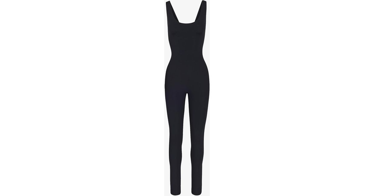 Skims All in one Scoop neck Stretch woven Body In Black Lyst UK