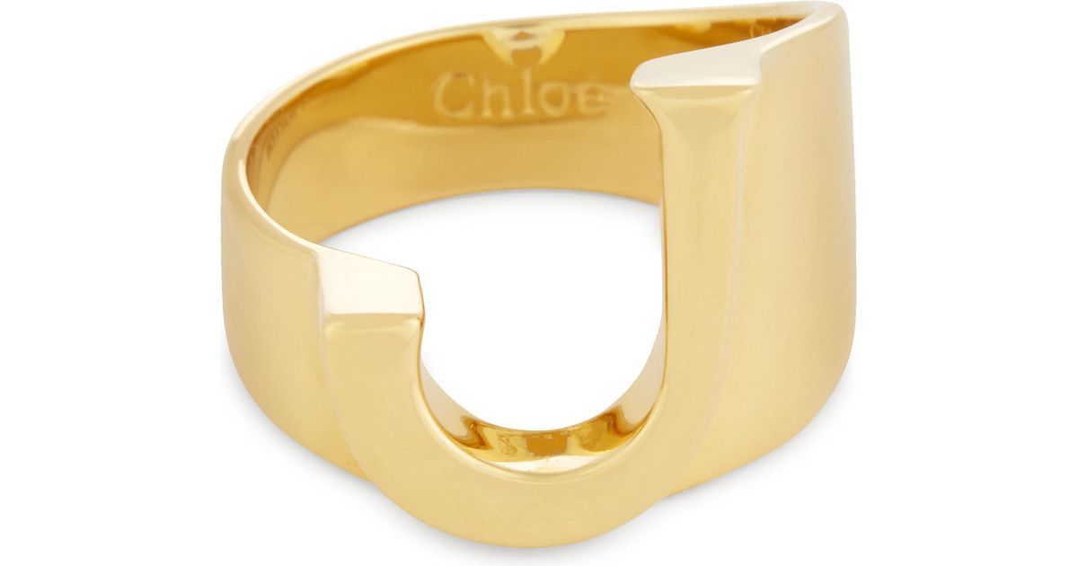 Chloé Alphabet J Ring in Gold (Metallic) | Lyst
