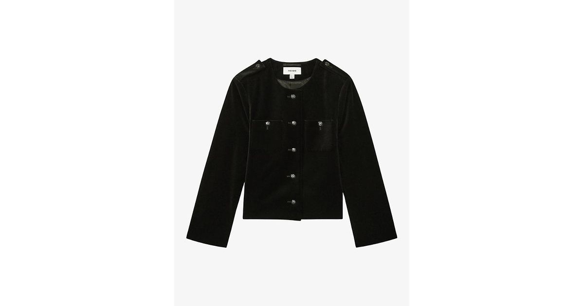 【海外限定】REISSジャケット☆Viola Cropped Velvet Jacket in Buy Reiss Black Viola Cropped Velvet Jacket from the Next UK