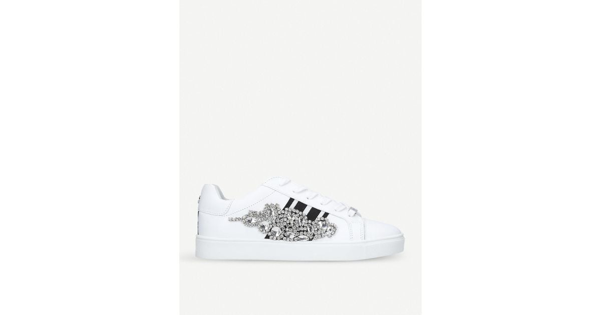 carvela white and gold trainers