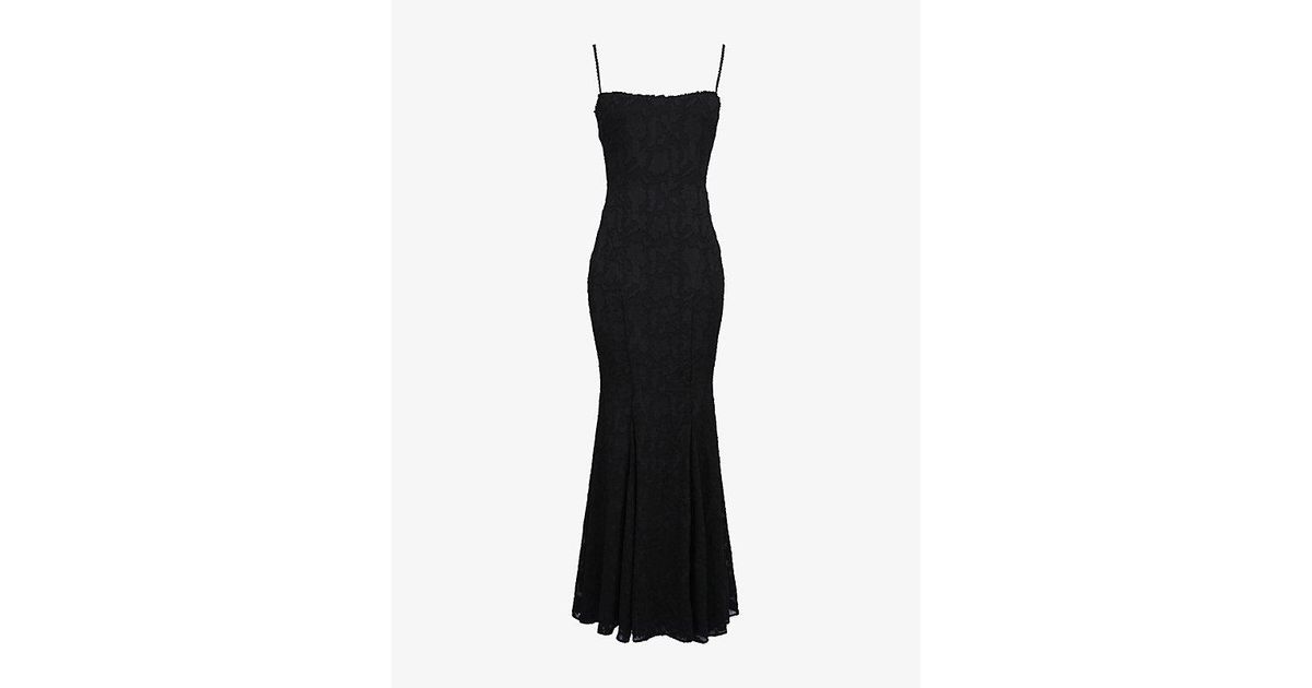 knee length dresses for ladies Juliet Sheer Lace Maxi Dress in Black main image 1