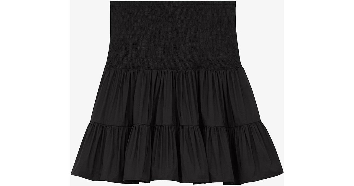 Maje Synthetic June Smocked Woven Mini Skirt in Black | Lyst UK
