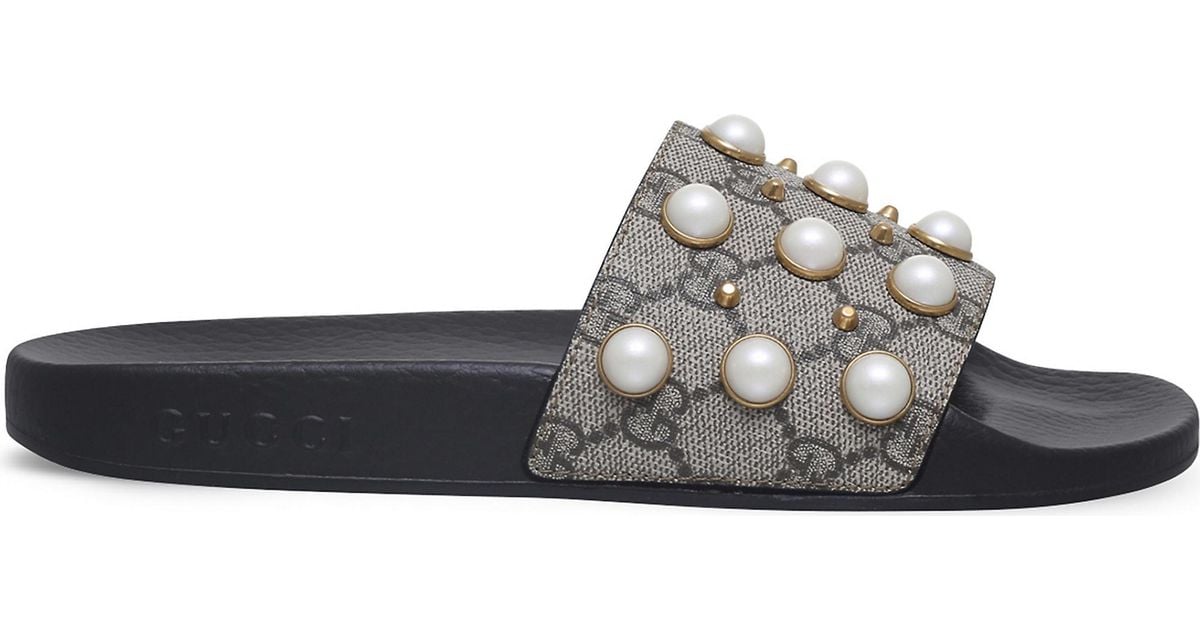 gucci sandals with pearls