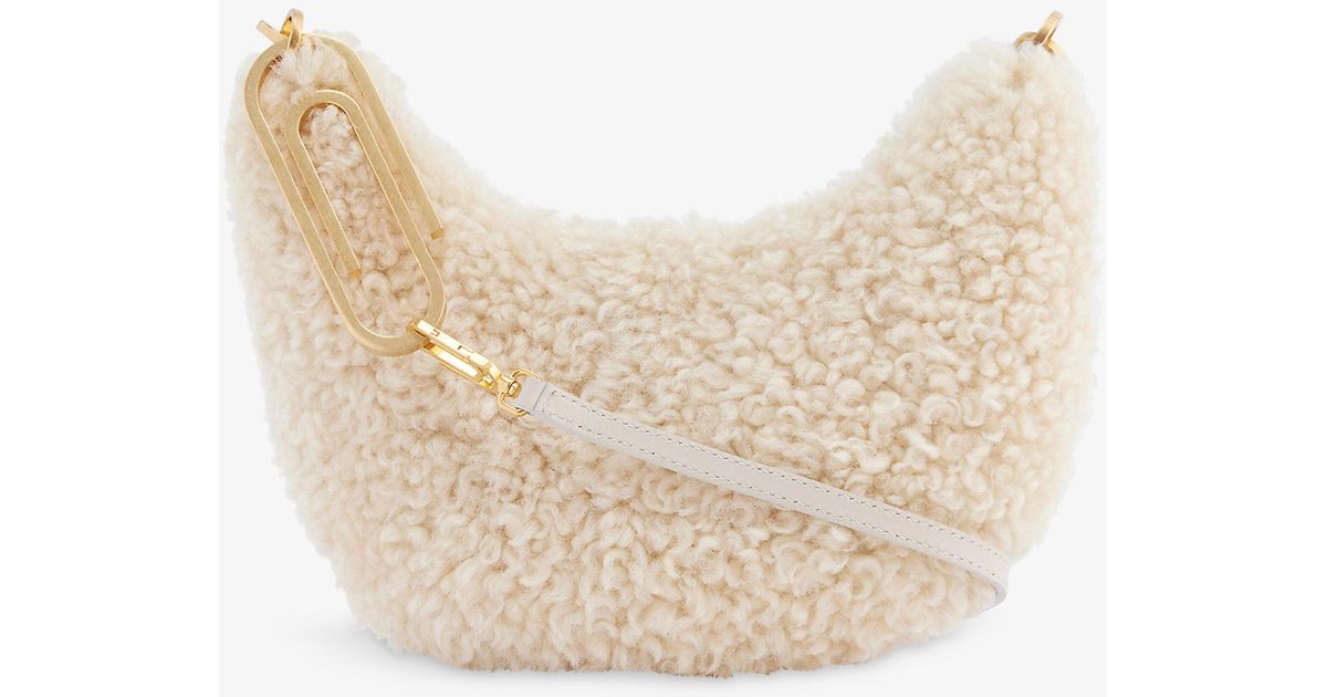 OffWhite c/o Virgil Abloh Paperclip Shearling Shoulder Bag in Natural Lyst