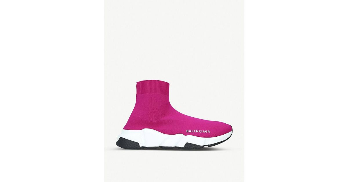 Balenciaga Speed Knitted High Top Trainers in Pink Lyst