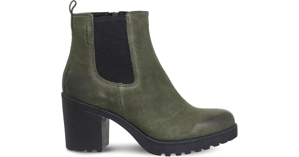 Vagabond Grace Leather Ankle Boots in Dark Olive Nubuck (Green) - Lyst