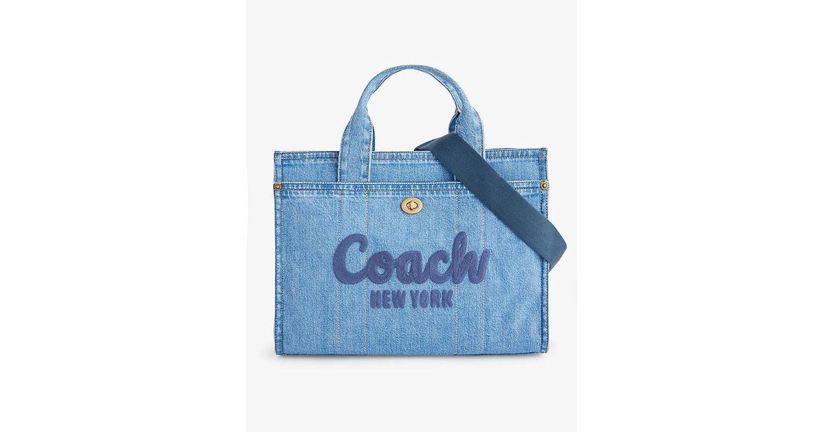 COACH Cargo 42 Logo embroidered Denim Tote Bag in Blue Lyst Canada