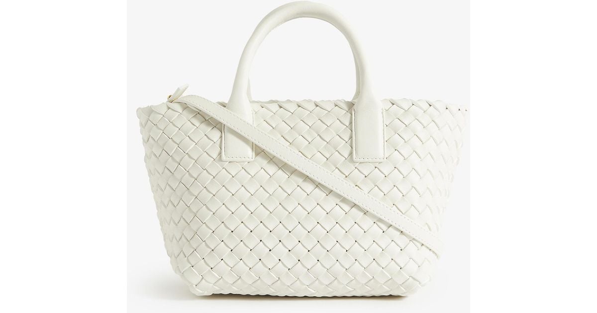 Bottega Cabat Mini Intrecciato Leather Tote Bag in WhiteGold (White) Lyst Australia