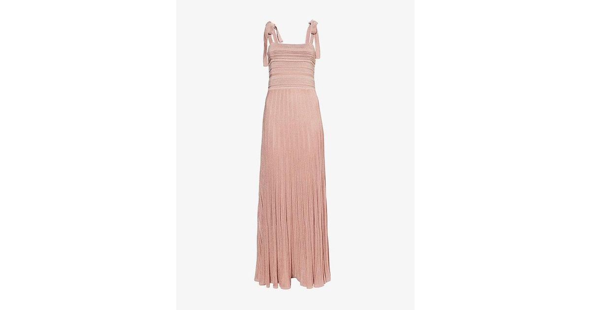 Zimmermann Lucky Metallic Knitted Maxi Dress in Pink | Lyst