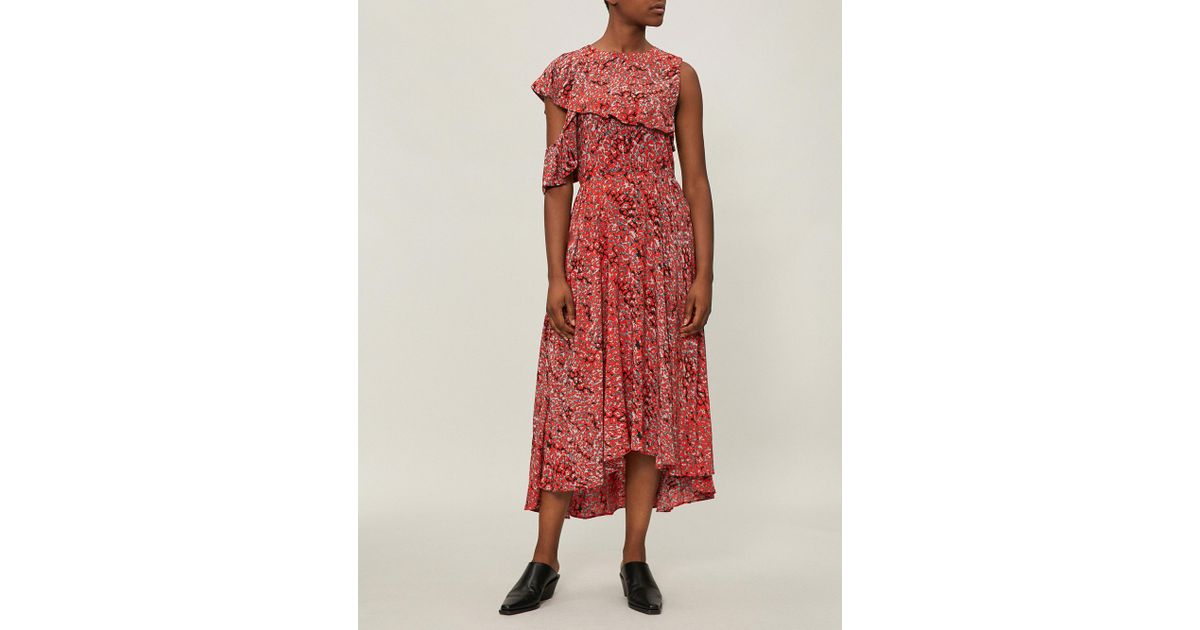 maje midi printed dress in crepe