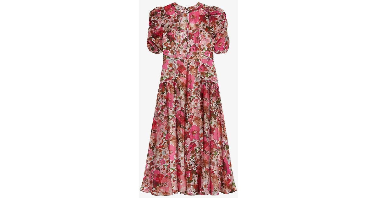 Botani Ted Baker Pink Midi Dress Ted Baker Botani Floral-print