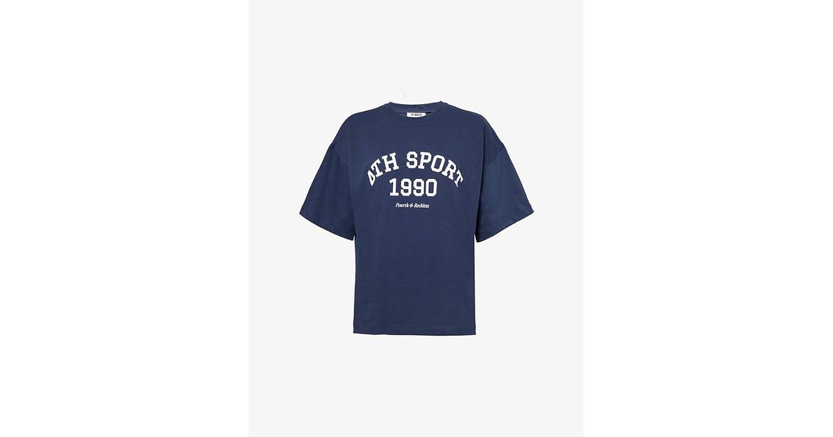 4th & Reckless Sophi Text-Print Cotton T-Shirt in Blue | Lyst UK