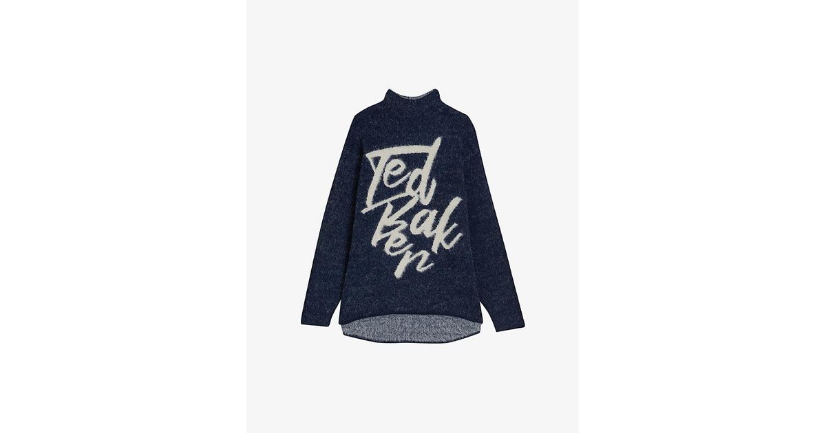 Ted Baker Logo-jacquard Knitted Woven Jumper in Blue | Lyst