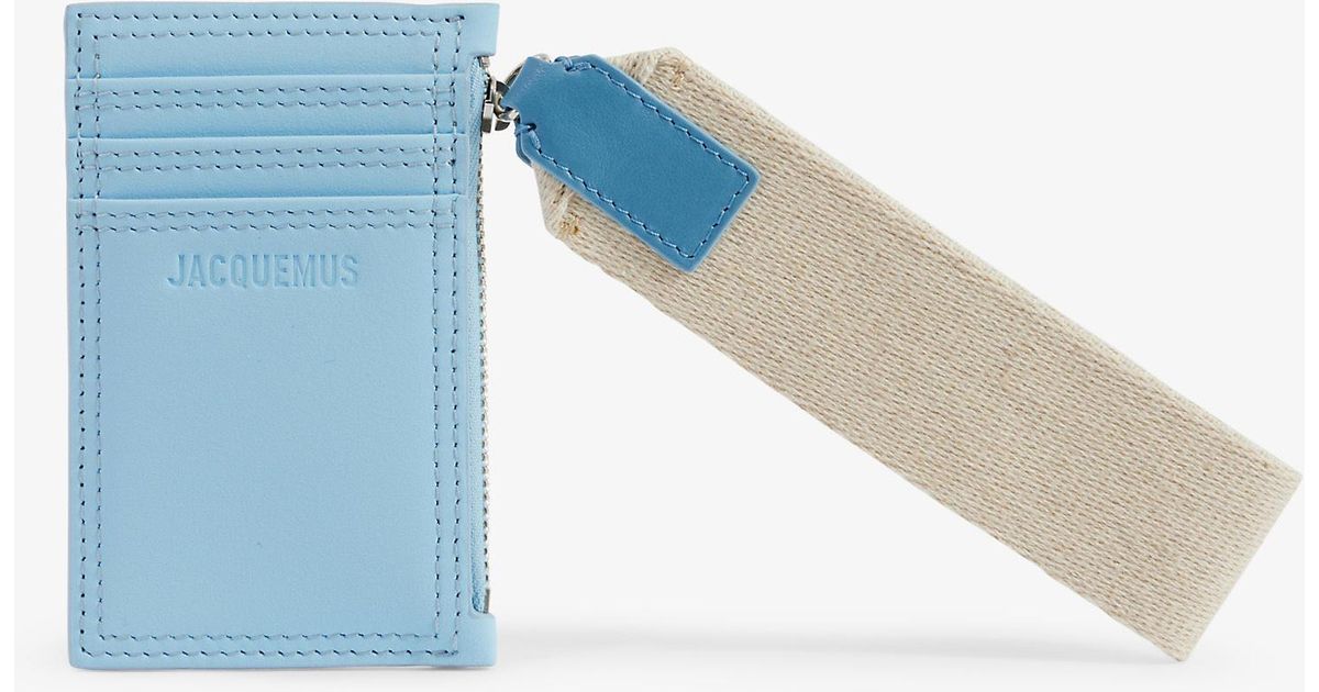 Jacquemus Le Porte Nastrinu Leather And Linen Card Holder in Light Blue