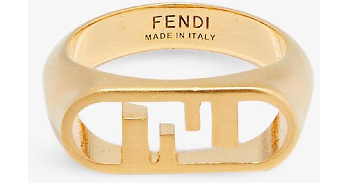 Fendi O'lock Brass And Iron Ring in Metallic for Men Lyst