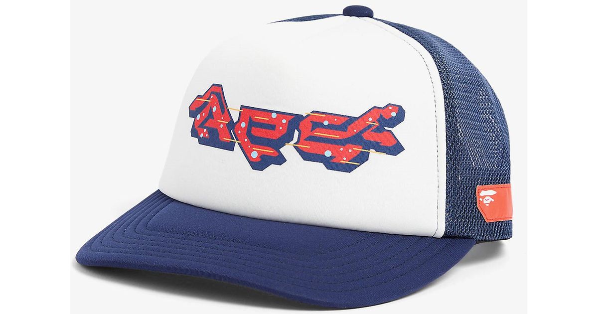 Logo Graphic-print Shell Cap in Navy 