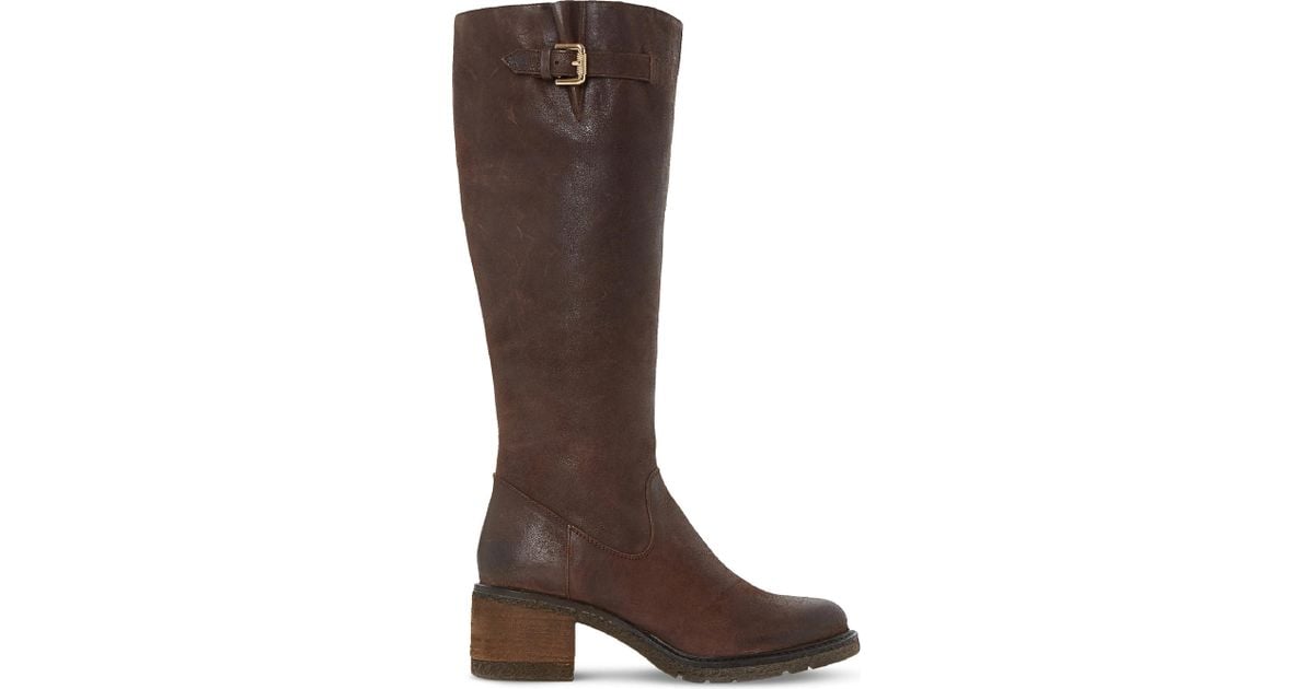 Dune Tedmund Knee-high Distressed Leather Boots in Brown-Leather (Brown) | Lyst