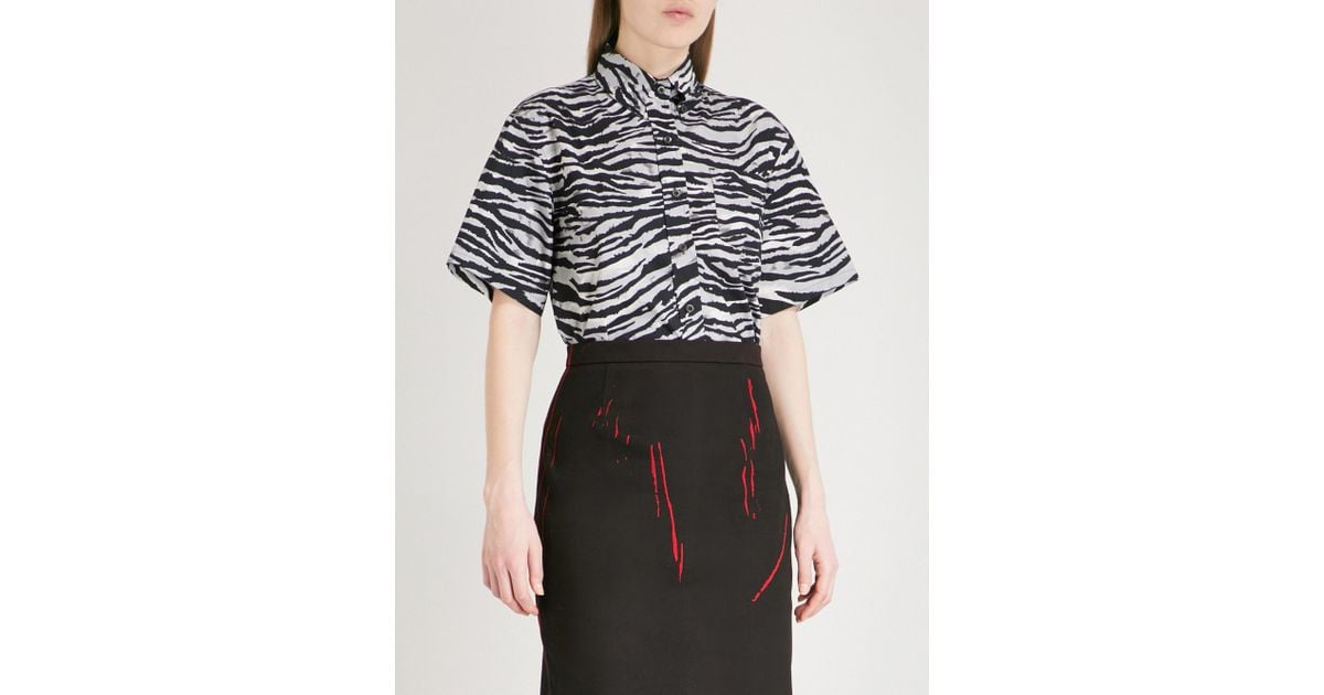 Prada Tiger-print Cotton Shirt in Black 
