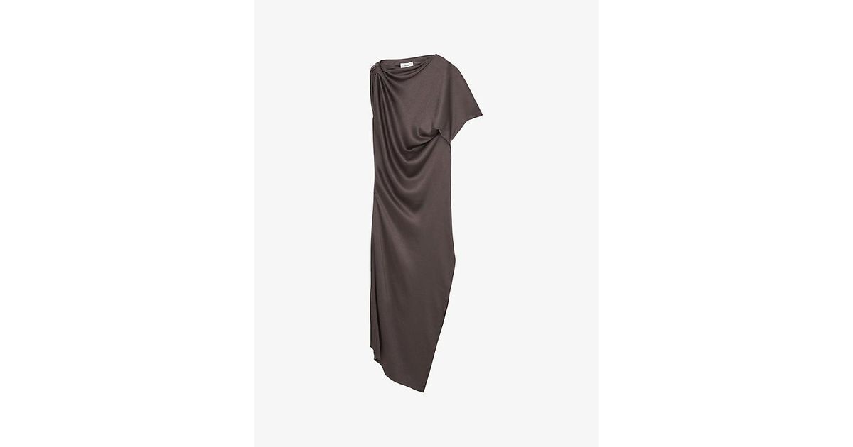 reiss kenzie draped satin maxi dress Buy Reiss Teal Green Kenzie Satin Asymmetric Draped Midi Dress from Next USA