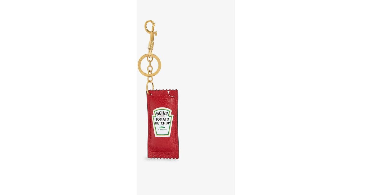 Anya Hindmarch Heinz Ketchup Logoengraved Leather Keyring in Red Lyst