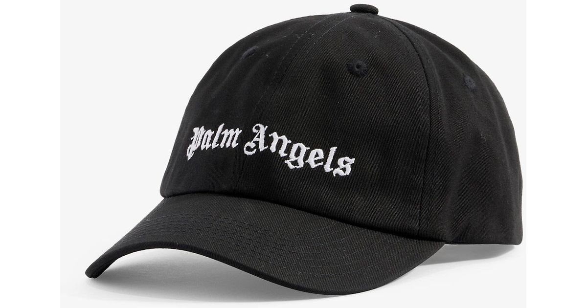 Palm Angels Classic Logo-embroidered Cotton-twill Cap in Black White ...