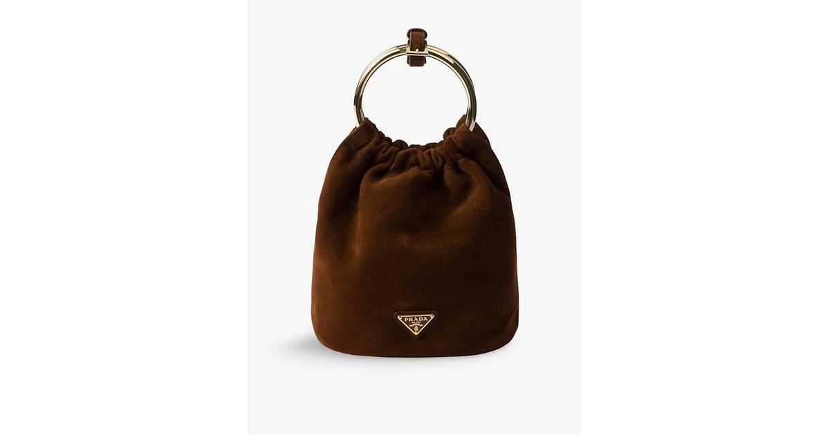 PRADA Suede drawstring backpack Brown