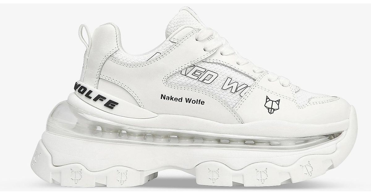 Naked Wolfe Wind Logo Leather And Textile Trainers In White Lyst 6579