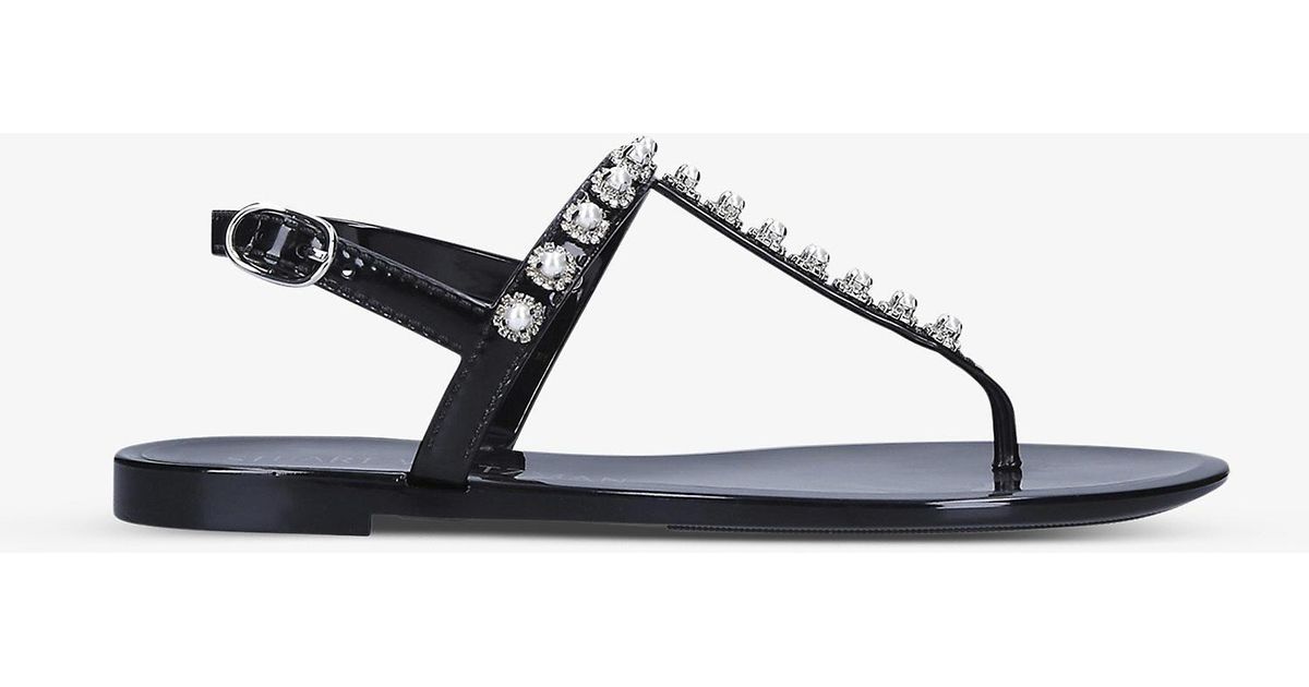 Stuart Weitzman Rubber Goldie Fauxpearl Embellished Jelly Sandals in