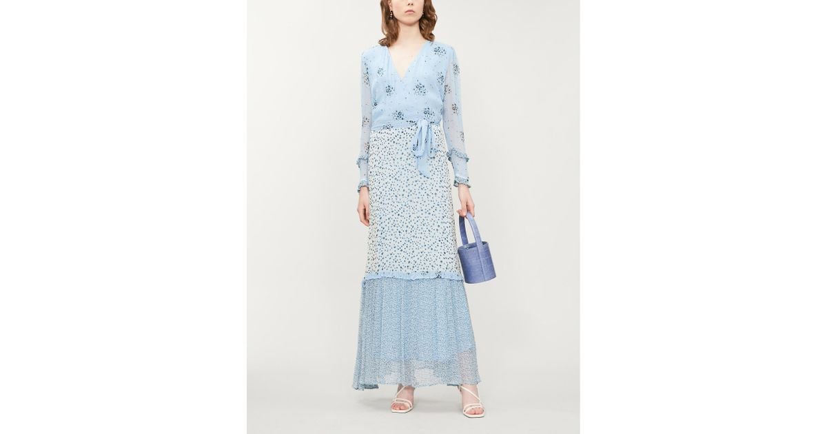 Ghost Avery Floral-print Georgette Dress in Blue | Lyst