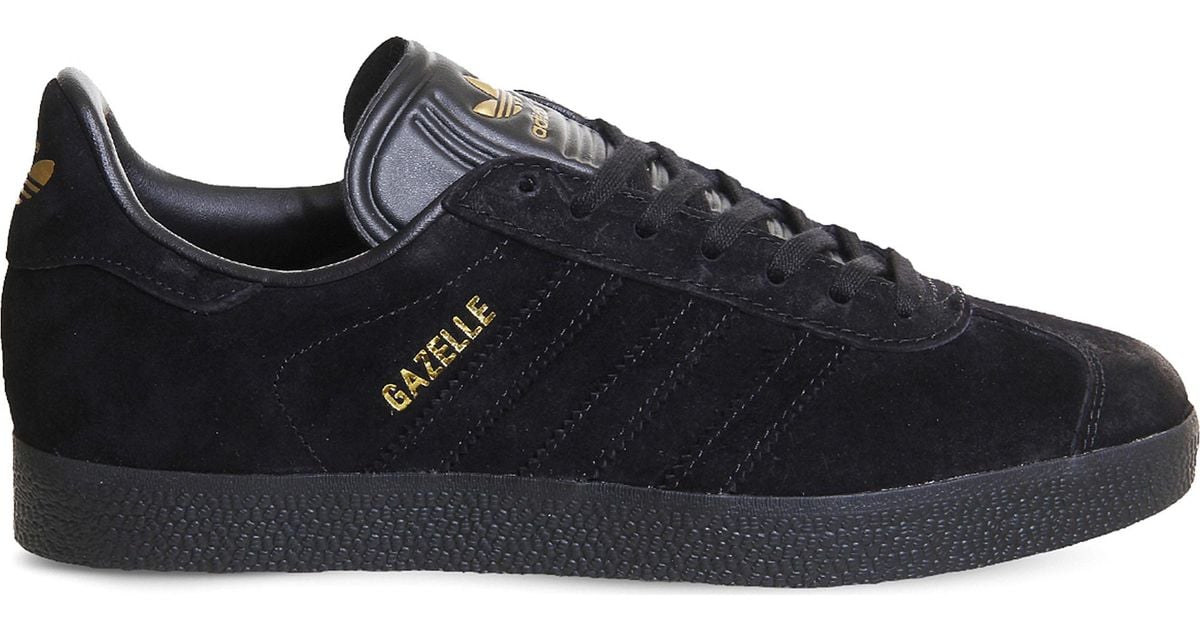 adidas gazelle black and gold suede