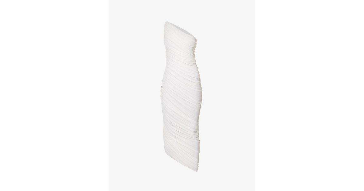 Norma Kamali Diana Ruched Stretch-woven Maxi Dress in White | Lyst