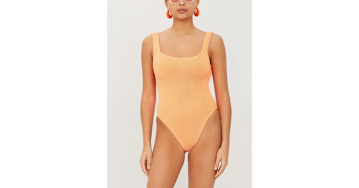 orange striped swimsuit