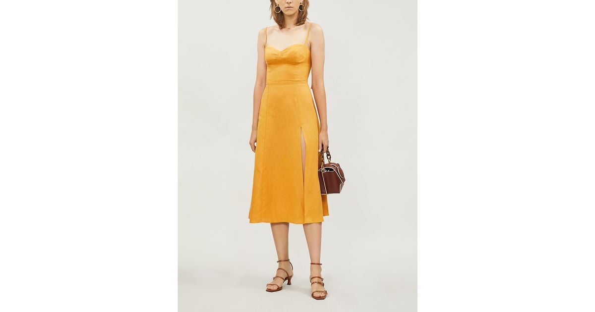 reformation yellow linen dress