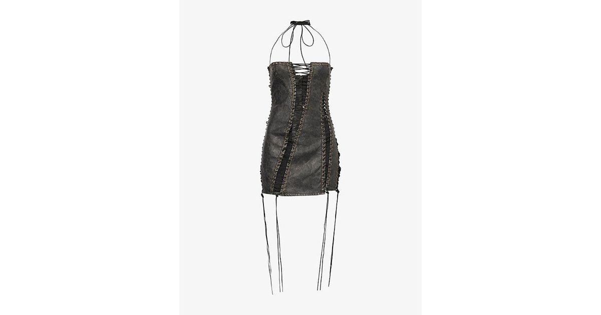 Jaded London Odile Lace-Up Woven Mini Dress in Black | Lyst Jaded London Odile Lace-Up Woven Mini Dress in Black | Lyst
