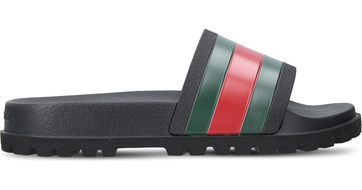 Lyst - Gucci Pursuit Striped Rubber Sliders in Black for Men