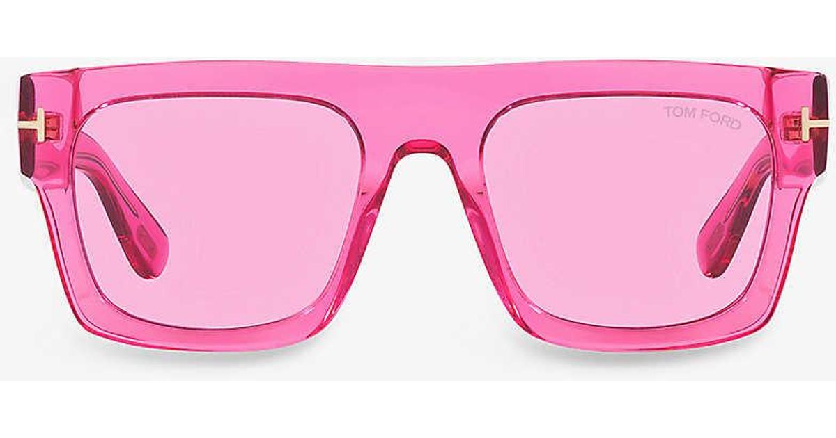 Tom Ford Ft0711 Fausto Square Frame Acetate Sunglasses In Pink Lyst Uk 7862