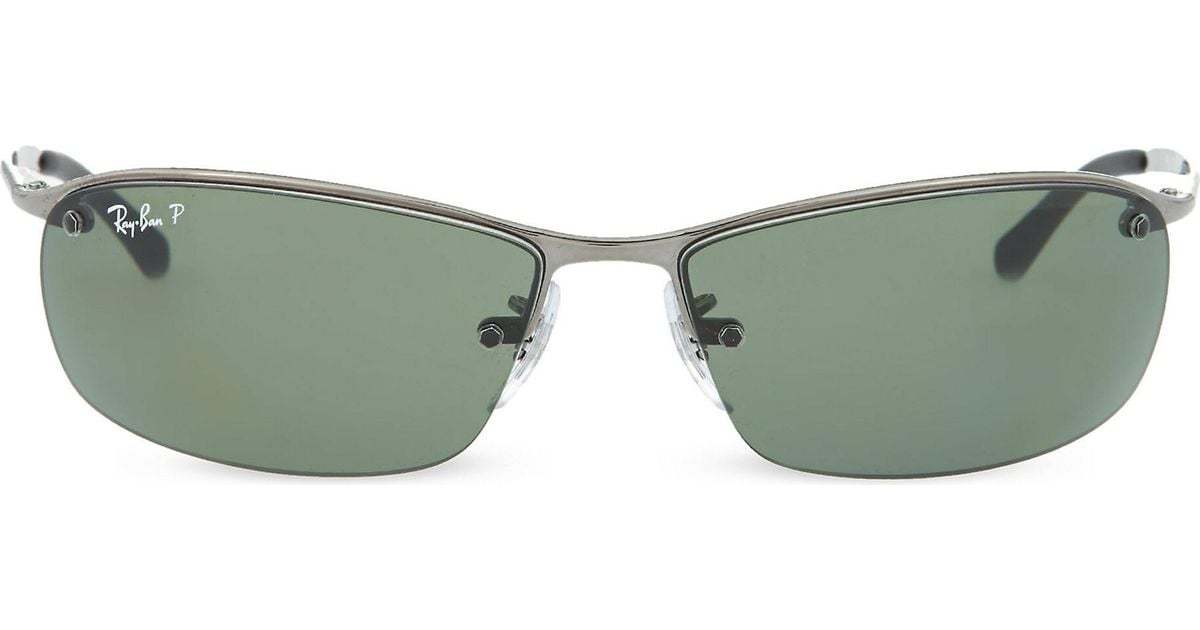 Ray Ban Mens Grey Wrap Around Rectangular Sunglasses Rb3183 00 In Gray 