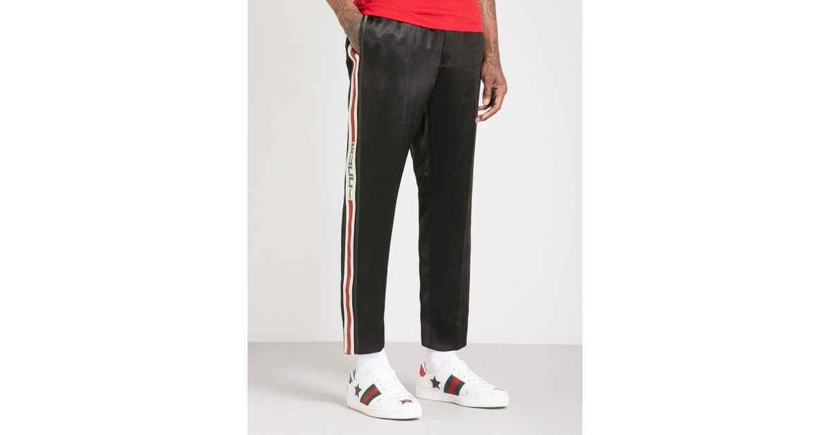 Gucci Striped-sides Satin Trousers in Black for Men | Lyst