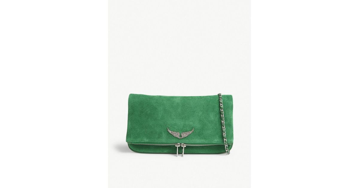 Rock leather clutch bag Zadig & Voltaire Green in Leather - 37226841