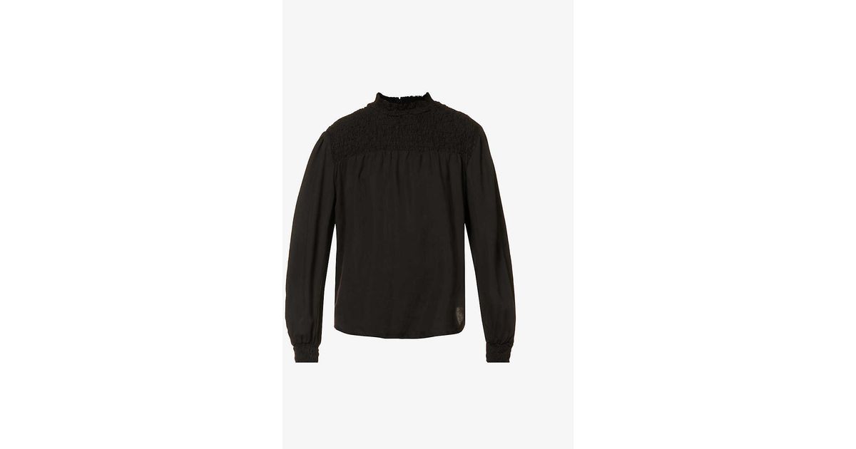 Bella Dahl Estella Smocked Woven Blouse in Black | Lyst