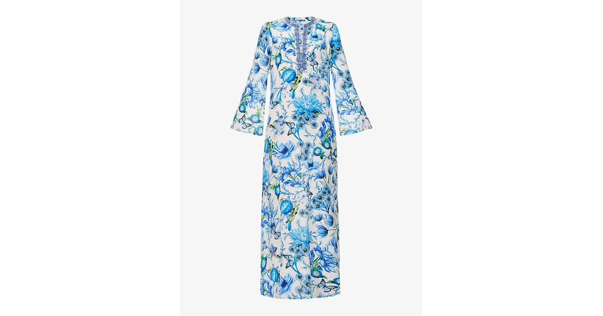 Mary Katrantzou Collins Floral-print Silk-crepe Maxi Dress in Blue | Lyst