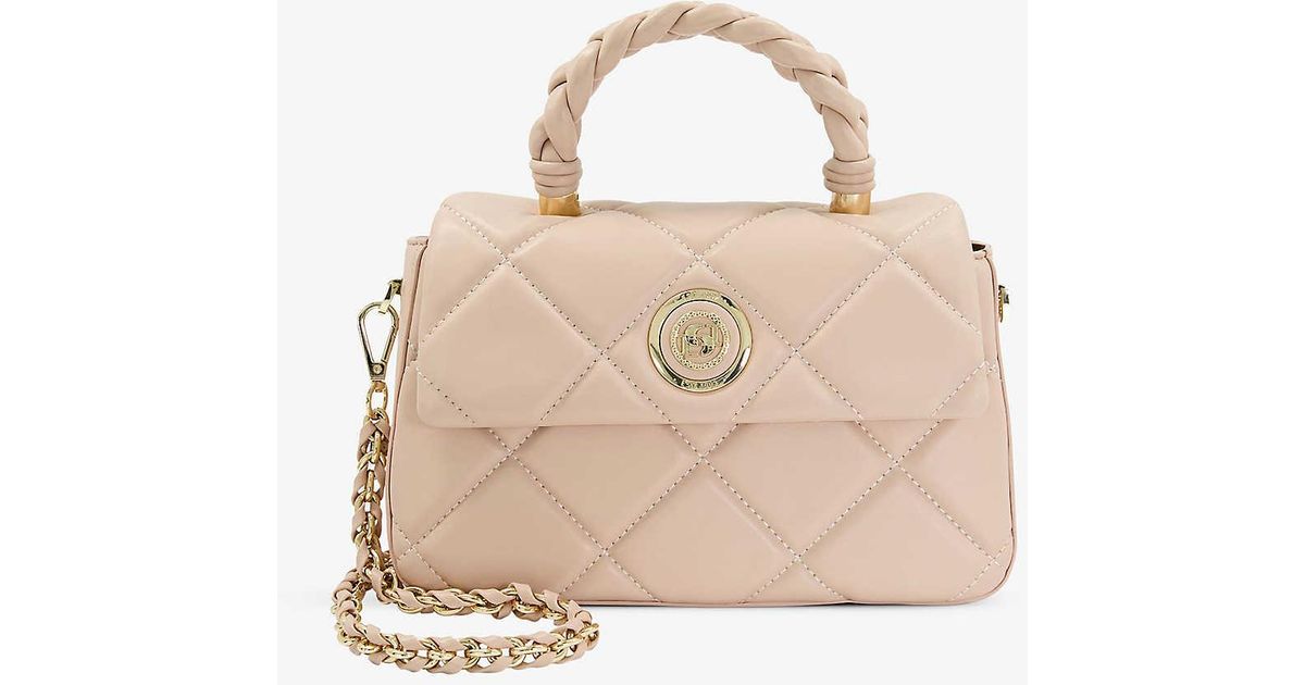 Dune Duchess Braidedhandle Medium Leather Crossbody Bag in Natural